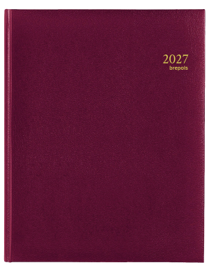 AGENDA CONCORDE SEMAINIER BORDEAUX RELIE "LIMA" 21x27cm BREPOLS *2027*"