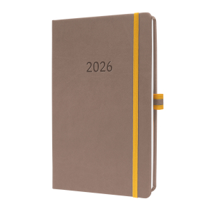 AGENDA LINESCAPE SEMAINIER BRUN RELIE HARDCOVER & ELASTIQUE A5 SIGEL *2026*