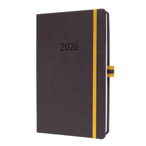 AGENDA LINESCAPE SEMAINIER GRIS FONCE RELIE HARDCOVER & ELASTIQUE A5 SIGEL *2026*