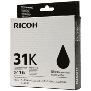 CARTOUCHE JET D'ENCRE RICOH GC31K NOIR pour GXe5550N/GXe3350N 1920 Pages 405688