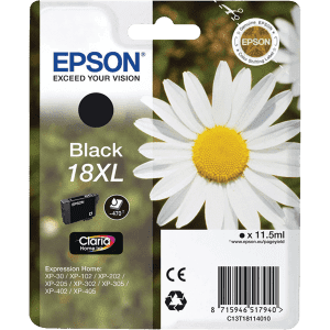 CARTOUCHE JET D'ENCRE EPSON T1811 NOIR 11.5 ml 18XL