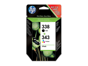 CARTOUCHE JET D'ENCRE HP N°338 NR & N°343 TRI-COLOR MULTIPACK SD344E - paquet de 2