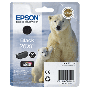 CARTOUCHE JET D'ENCRE EPSON T2621 NOIR 12.2ml 26 XL