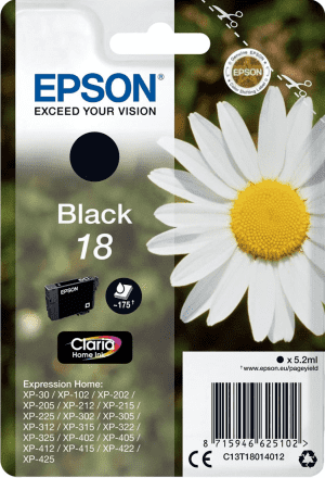 CARTOUCHE JET D'ENCRE EPSON T1801 NOIR 5,2ml