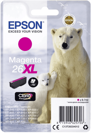 CARTOUCHE JET D'ENCRE EPSON T2633 MAGENTA 9.7ml 26XL