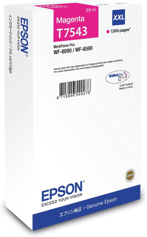 CARTOUCHE JET D'ENCRE EPSON T7543 MAGENTA XXL pour WF-809 69ml 7000 Pages