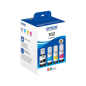 RECHARGE JET D'ENCRE EPSON N°102 NOIR/CYAN/MAGENTA/YELLOW 337ml 25500 Pages