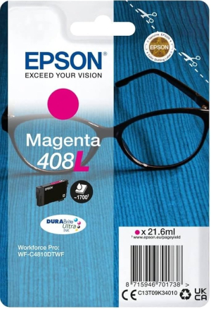 CARTOUCHE JET D'ENCRE EPSON 408L T09K34010 MAGENTA 1700 Pages 21.6ml