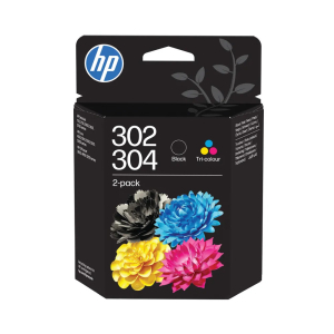 CARTOUCHE JET D'ENCRE HP N°302/304 MULTIPACK NOIR 120 Pages 2ml + COLOR CYAN/MAGENTA/YELLOW 100 Pages 2ml