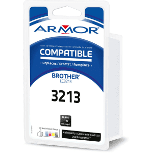 CARTOUCHE JET D'ENCRE COMPATIBLE BROTHER LC-3213BK NOIR 11ml 500 Pages ARMOR