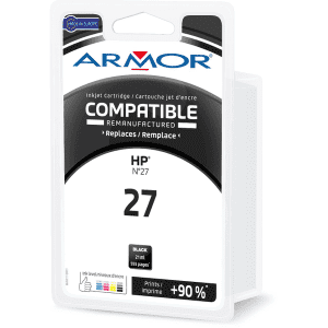 CARTOUCHE JET D'ENCRE COMPATIBLE HP N°27 NOIR 21ml 690 Pages ARMOR