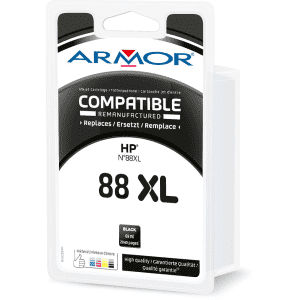 CARTOUCHE JET D'ENCRE COMPATIBLE HP N°88XL NOIR POUR OFFICEJET PRO K5300, K5400, 69ml 2840 Pages ARMOR