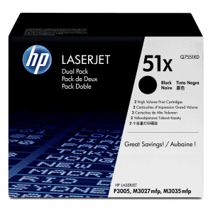 TONER HP Q7551X NOIR 2x13000 pages DUAL PACK pour LJP3005/M3027/M3035 51X