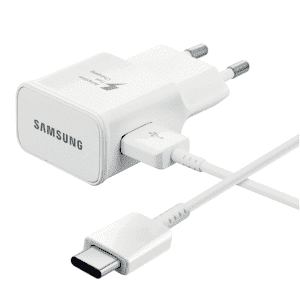 CHARGEUR DE TELEPHONE RAPIDE USB SAMSUNG AVEC CABLE USB-C BLANC 1.5m