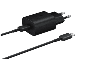 CHARGEUR DE TELEPHONE RAPIDE AVEC CABLE USB-C 25W SAMSUNG NOIR