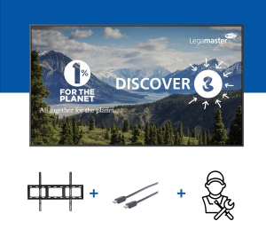 ECRAN DE PROJECTION DISCOVER 3 65" 4K AVEC INSTALLATION MURALE NOIR LEGAMASTER