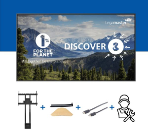 ECRAN DE PROJECTION DISCOVER 3 65" 4K AVEC INSTALLATION SUR COLONNE MURALE NOIR LEGAMASTER