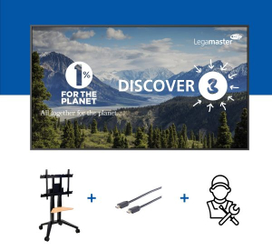 ECRAN DE PROJECTION DISCOVER 3 86" 4K AVEC INSTALLATION SUR SUPPORT MOBILE NOIR LEGAMASTER