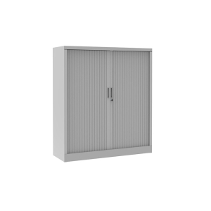 Armoire à rideaux H. 135 x L. 120 x P. 43 cm - corps gris - rideaux gris - équipée de 2 tablettes + rail