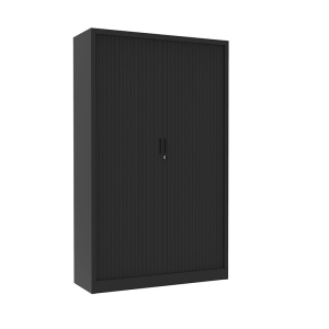 Armoire à rideaux H. 160 x L. 120 x P. 43 cm - corps gris anthracite - rideaux gris anthracite - équipée de 3 tablettes + rail