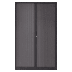 Armoire à rideaux H. 198 x L. 100 x P. 43 cm - corps gris anthracite - rideaux gris anthracite - équipée de 4 tablettes + rail