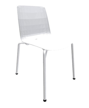 Lot de 4 chaises Gelati polypro blanc traité anti-UV - structure 4 pieds en tube d'acier blanc - lot de 4