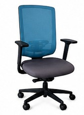 FAUTEUIL CLIPPER DOSSIER RESILLE BLEU ASSISE TISSU GRIS