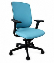 SIEGE DE TRAVAIL IN 184/7 DOSSIER MI HAUT RESILLE ET ASSISE TISSU BLEU