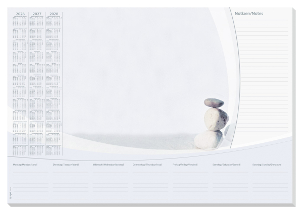 SOUS-MAINS PAPIER 59.5/41 HARMONIE CALENDRIER 3 ANNEES SIGEL