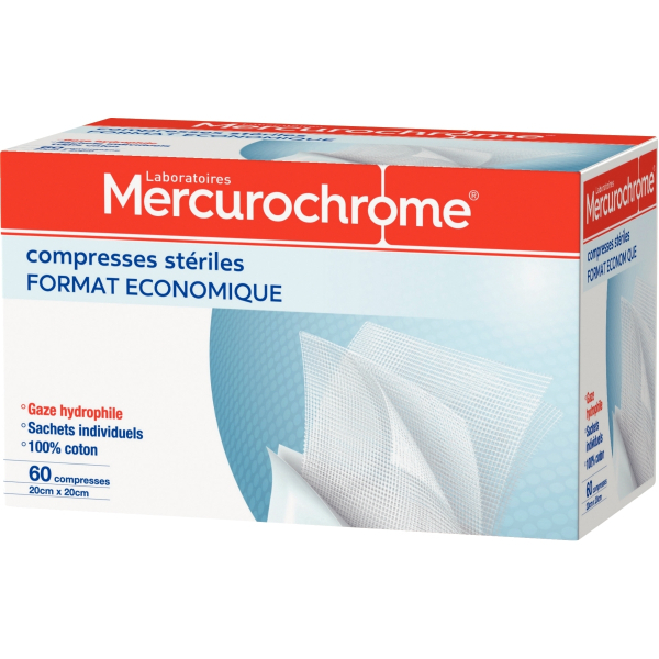 COMPRESSE STERILE MERCUROCHROME - boîte de 60