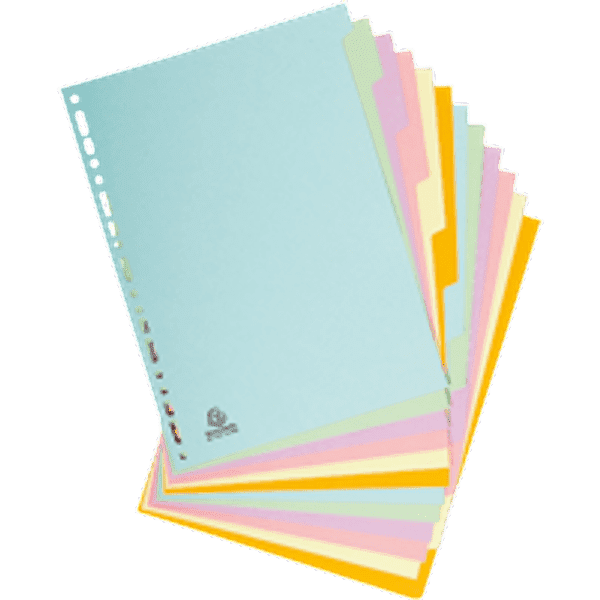 Esselte - Intercalaire 12 positions - A4 - carte recyclée colorée
