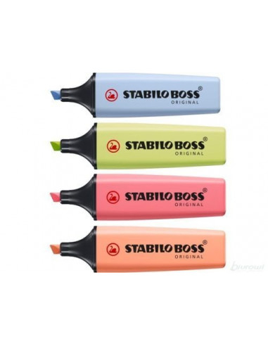 Surligneur STABILO BOSS ORIGINAL couleur pastel - Paquet de 4
