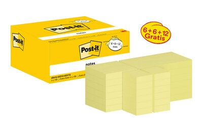 POST-IT 12 blocs repositionnables 100 feuilles 38x51mm jaune