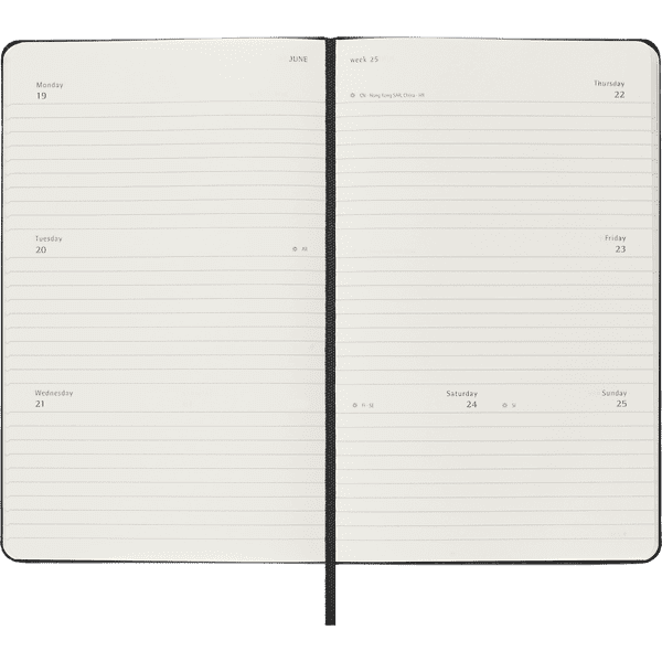 AGENDA MOLESKINE SEMAINIER NOIR GRAND FORMAT 13x21cm COUVERTURE RIGIDE