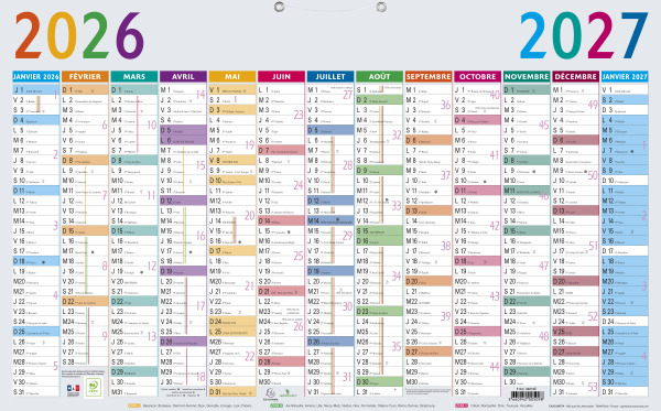 CALENDRIER ANNUEL 40.5x65cm MULTICOLORE EXACOMPTA *2026*