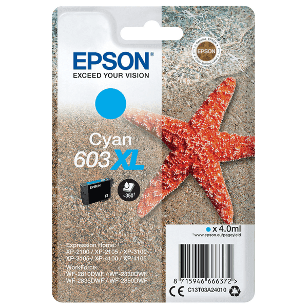 Epson 603XL Pack de 4 cartouches compatibles Noir, Jaune, Cyan