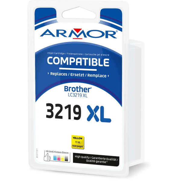 CARTOUCHE JET D'ENCRE COMPATIBLE BROTHER LC3219XL YELLOW 17ml 1500 Pages  ARMOR