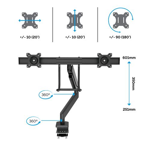 BRAS SUPPORT ECRAN A BARRE TRANSVERSALE EPPA BLANC FELLOWES