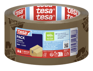 RUBAN ADHESIF EMBALLAGE PP 50mmx66m BRUN IMPRIME STRONG RECYCLED TESA