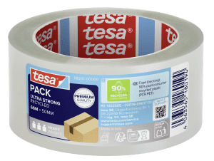 RUBAN ADHESIF EMBALLAGE PET RECYCLE 50mmx66m TRANSPARENT ULTRA STRONG RECYCLED TESA