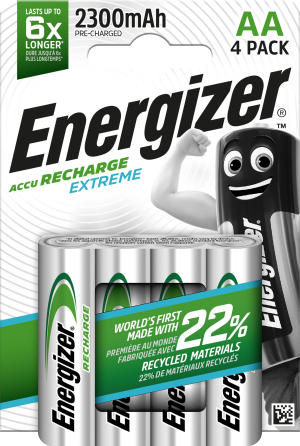 ACCU RECHARGEABLE AA-HR6 2300MAH EXTREME ENERGIZER - paquet de 4