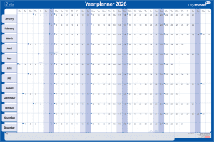 PLANNING ANNUEL CARTON LAMINE 60x90cm BNL LEGAMASTER *2026*