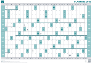 PLANNING ANNUEL MURAL CARTON LAMINE H63xL90cm QUO VADIS *2026*